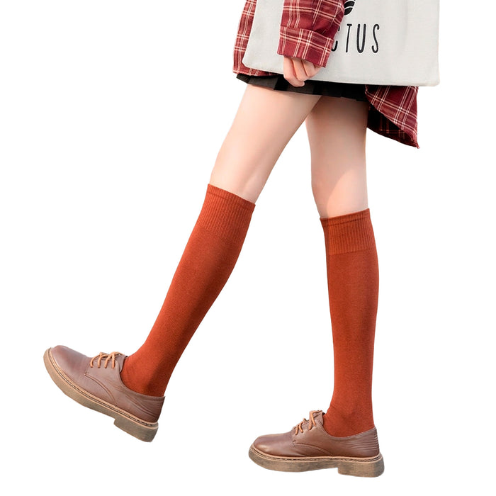 Calcetines Lisos Extra Largos Color Ladrillo