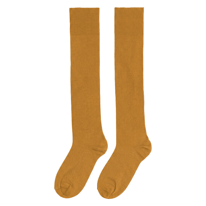 Calcetines Lisos Extra Largos Mostaza