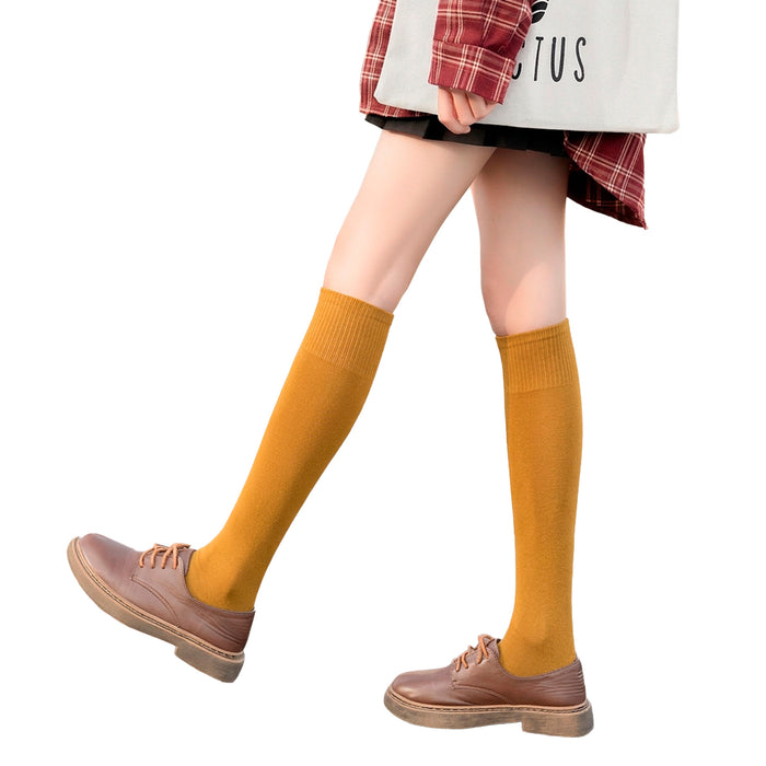 Calcetines Lisos Extra Largos Mostaza