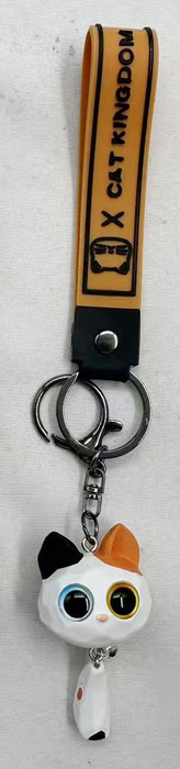 Llavero Cabeza de Gato Ojos Grandes y Colita Calicó