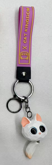 Llavero Cabeza de Gato Ojos Grandes y Colita Blanco