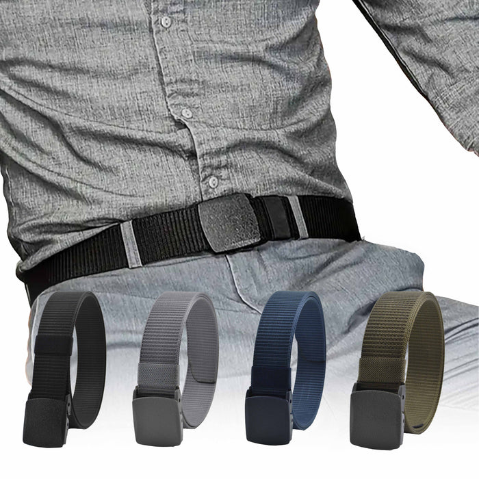 Cinturón Hombre Nailon Azul Hebilla Cuadrada