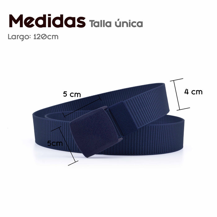 Cinturón Hombre Nailon Azul Hebilla Cuadrada