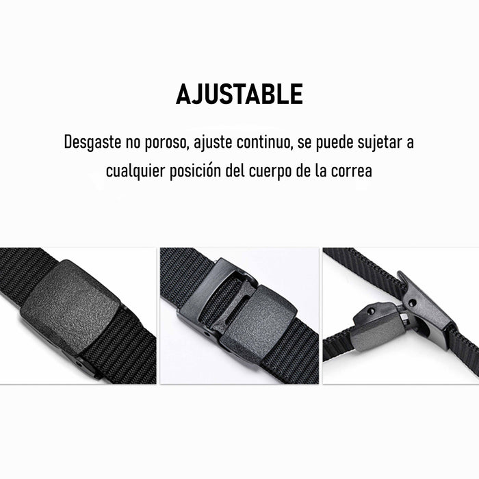 Cinturón Hombre Nailon Verde Hebilla Cuadrada