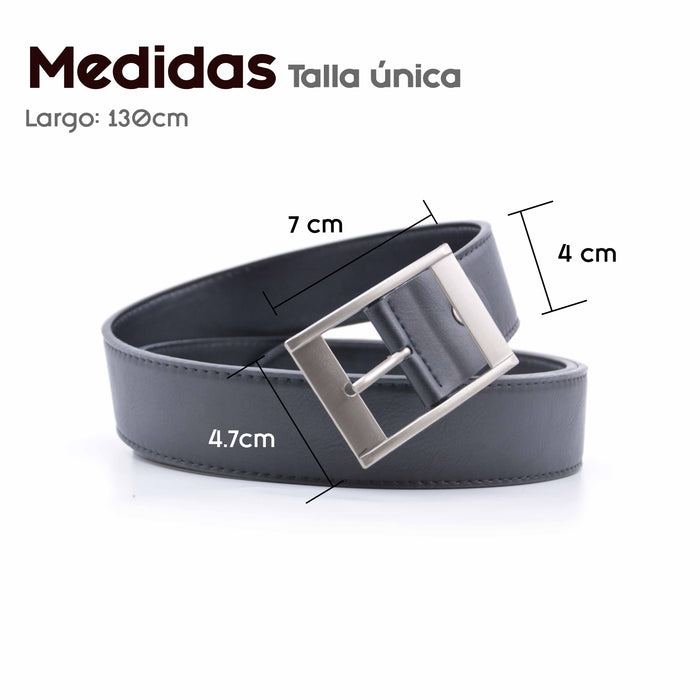 Cinturón Hombre Negro Hebilla Rectangular