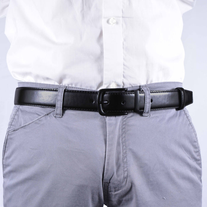 Cinturón Doble Color Hombre Negro Café Hebilla Curva Negra
