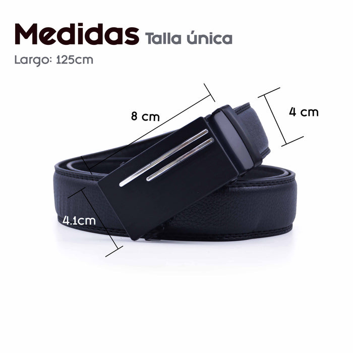 Cinturón Hombre automático Negro Hebilla Doble Linea