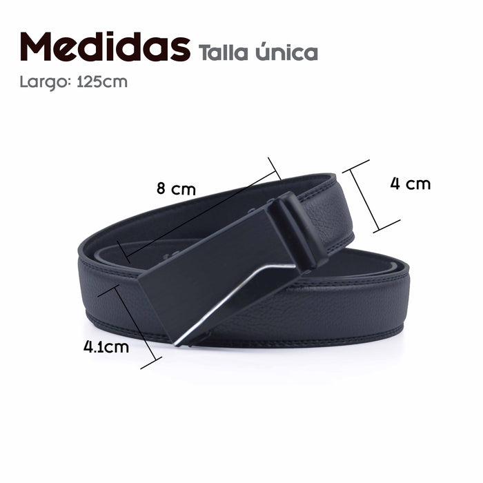Cinturón Hombre automático Negro Hebilla Linea Curva