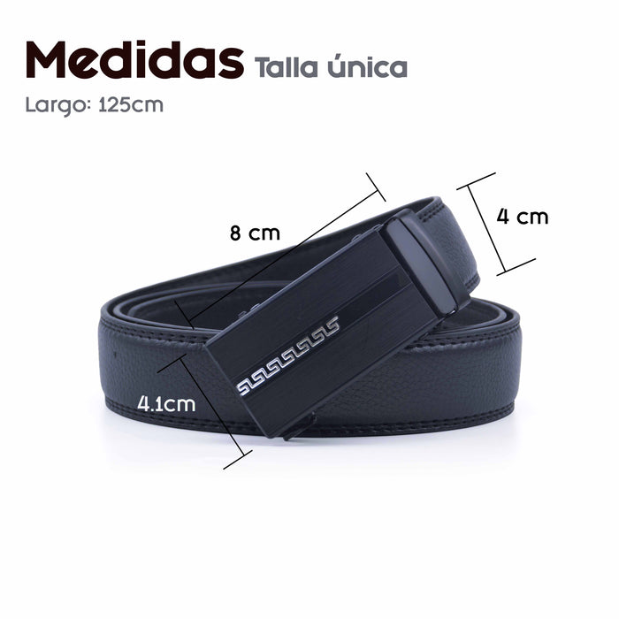 Cinturón Hombre automático Negro Hebilla con Linea Gruesa