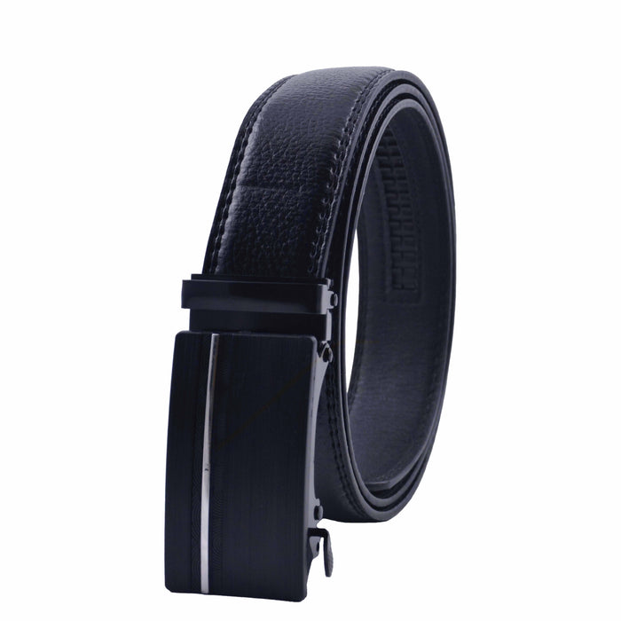 Cinturón Hombre automático Negro Hebilla con Líneas Laterales