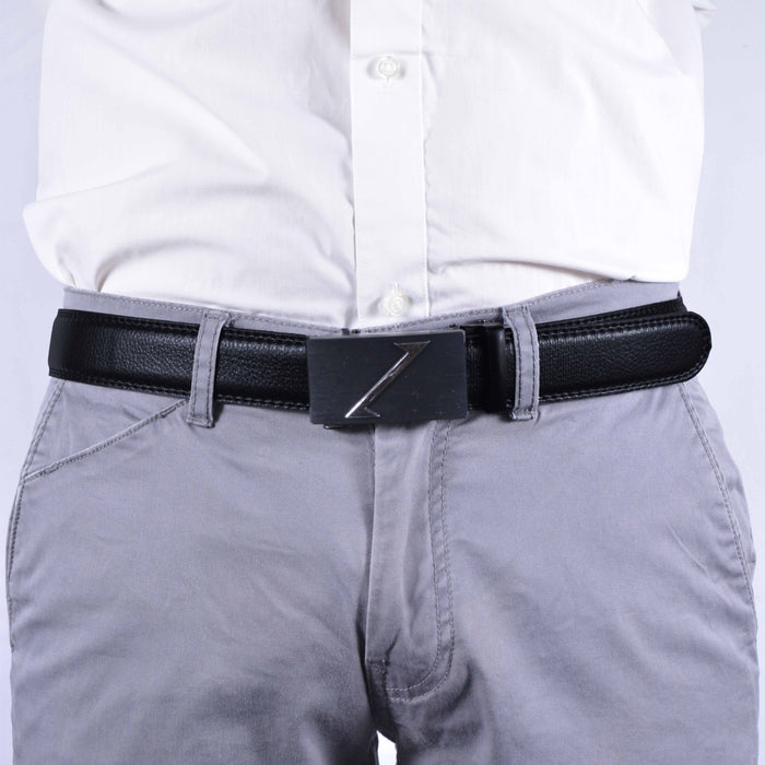 Cinturón Hombre automático Negro Hebilla con Líneas