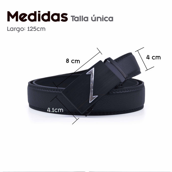 Cinturón Hombre automático Negro Hebilla con Líneas