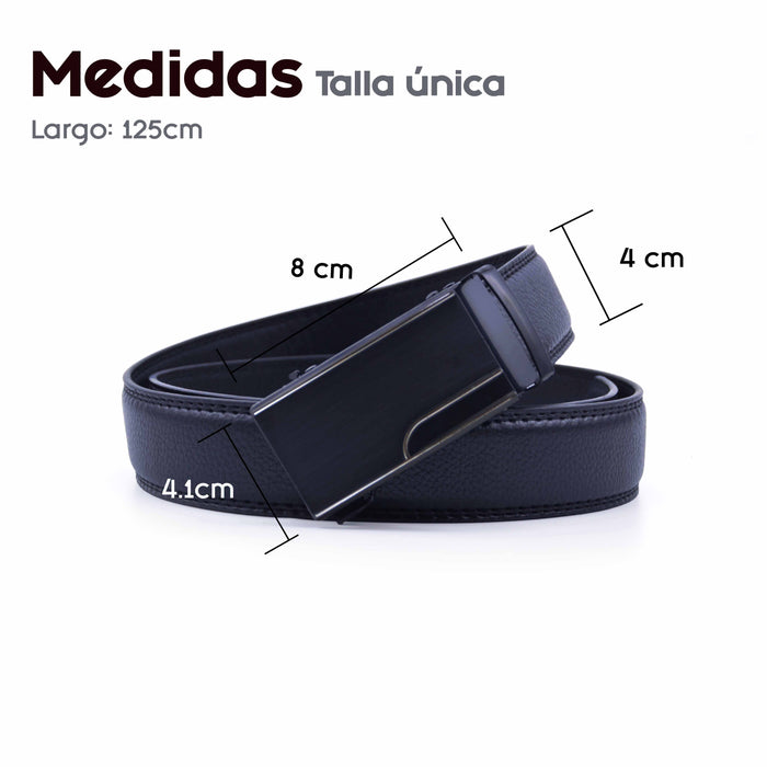 Cinturón Hombre automático Negro Hebilla Diseño Curva Esquina