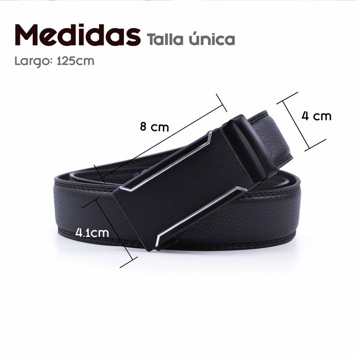 Cinturón Hombre automático Negro Hebilla Doble Linea