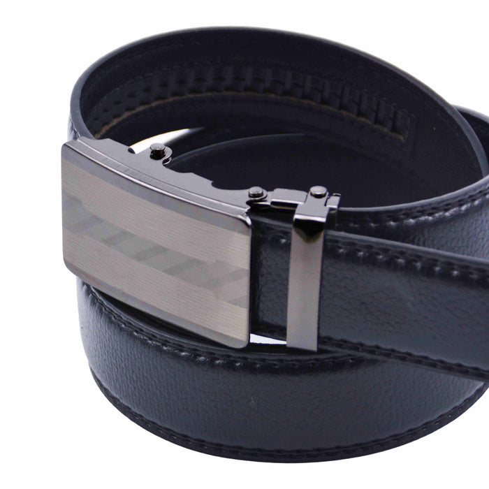 Cinturón Hombre automático Negro Hebilla Plateada Linea