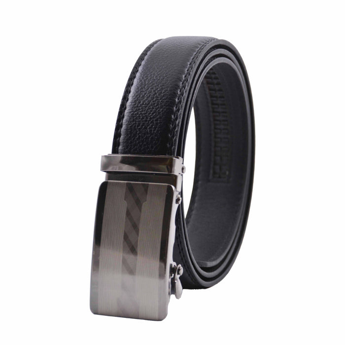 Cinturón Hombre automático Negro Hebilla Plateada Linea