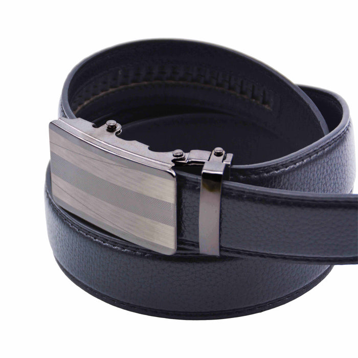 Cinturón Hombre automático Negro Hebilla Plateado