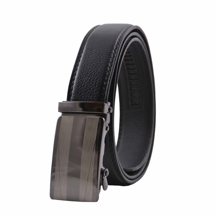 Cinturón Hombre automático Negro Hebilla Plateado