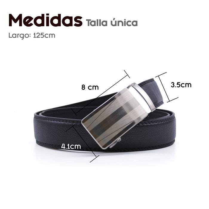 Cinturón Hombre automático Negro Hebilla Plateado