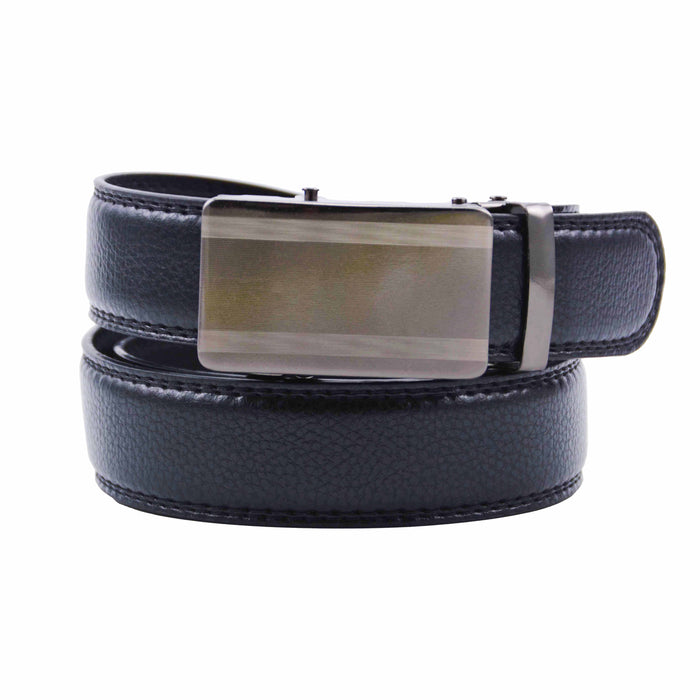 Cinturón Hombre automático Negro Hebilla Plateada