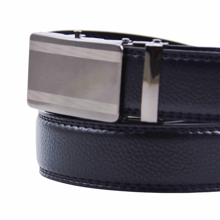 Cinturón Hombre automático Negro Hebilla Plateada