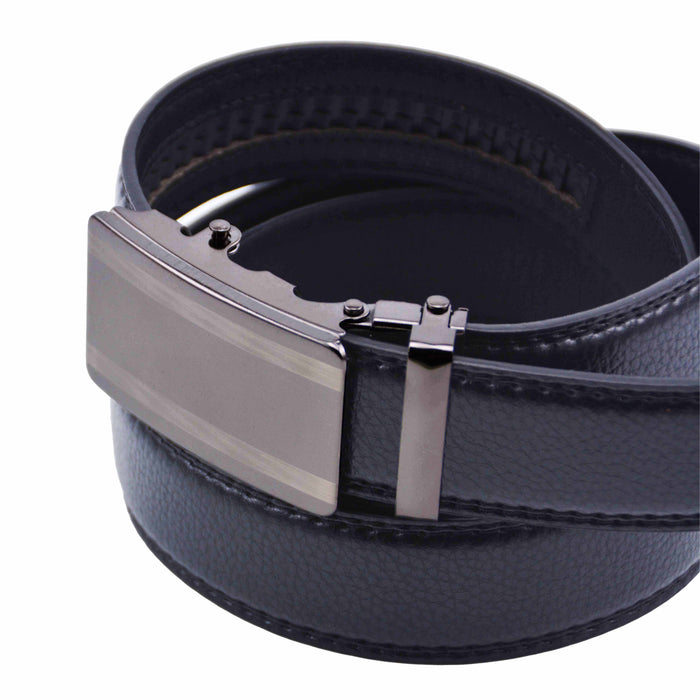 Cinturón Hombre automático Negro Hebilla Plateada