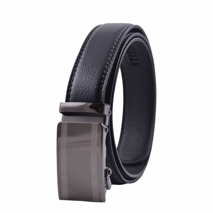 Cinturón Hombre automático Negro Hebilla Plateada