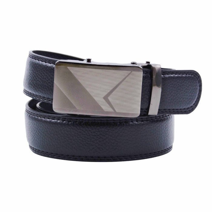Cinturón Hombre automático Negro Hebilla Plateada Triángulo