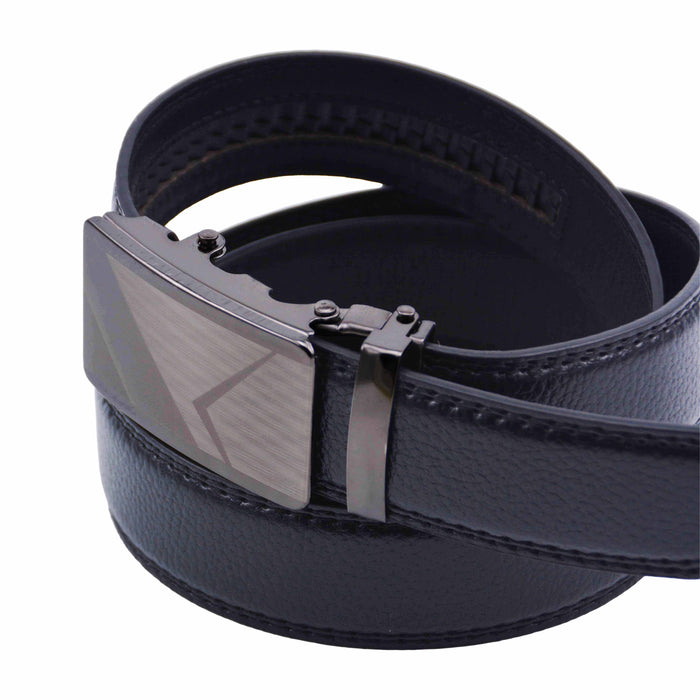 Cinturón Hombre automático Negro Hebilla Plateada Triángulo