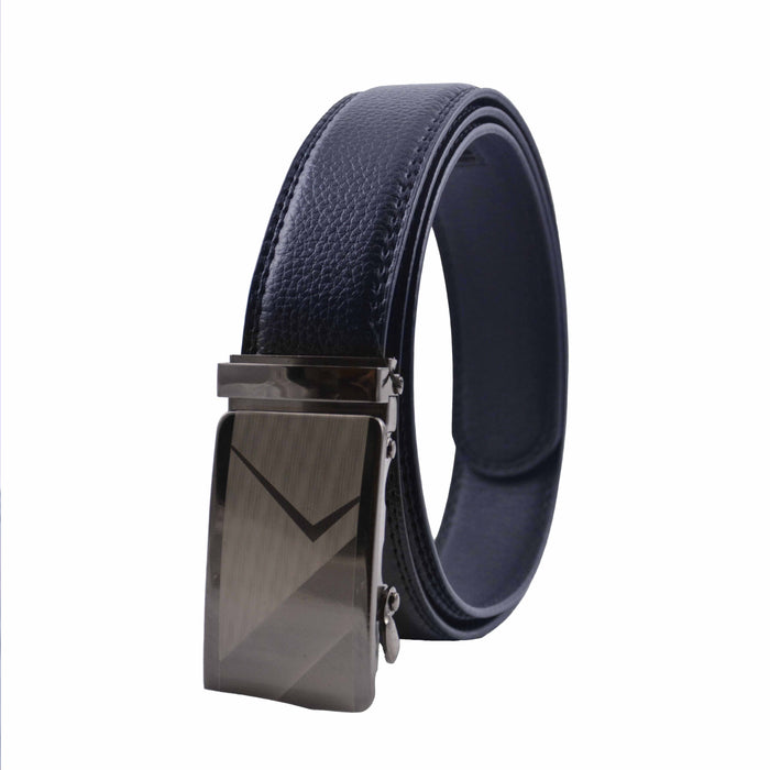 Cinturón Hombre automático Negro Hebilla Plateada Triángulo