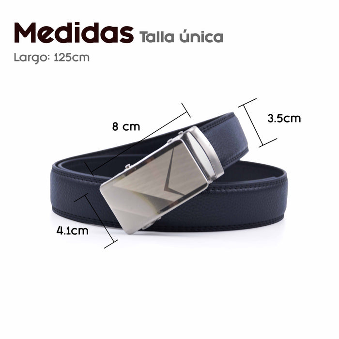 Cinturón Hombre automático Negro Hebilla Plateada Triángulo