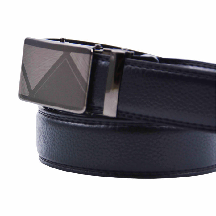 Cinturón Hombre automático Negro Hebilla Plateada Triángulos