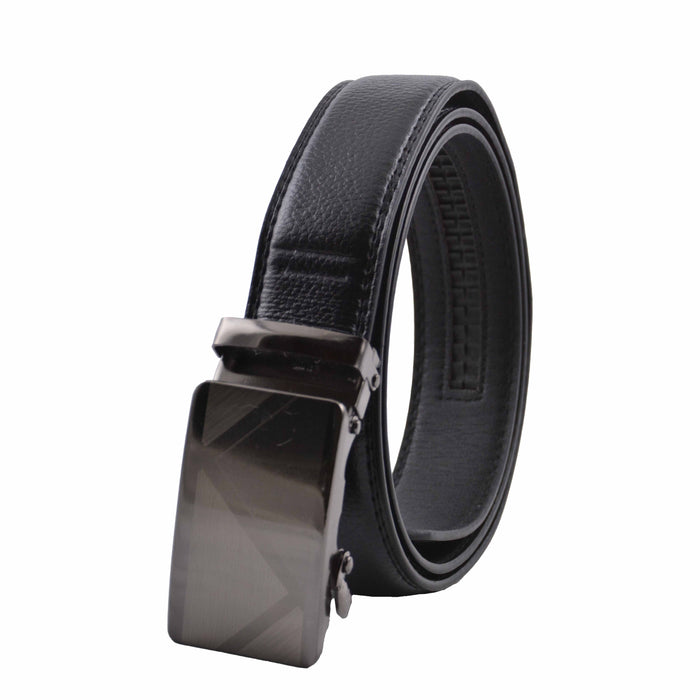 Cinturón Hombre automático Negro Hebilla Plateada Triángulos