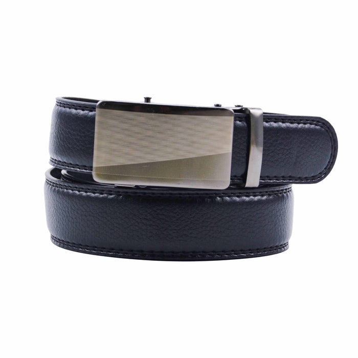 Cinturón Hombre automático Negro Hebilla Plateada Gruesa