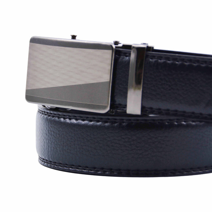 Cinturón Hombre automático Negro Hebilla Plateada Gruesa