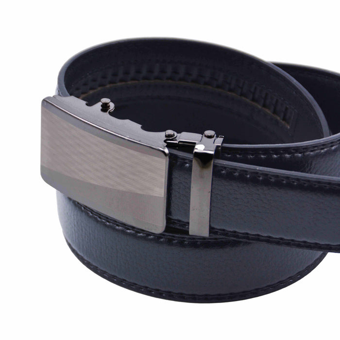 Cinturón Hombre automático Negro Hebilla Plateada Gruesa