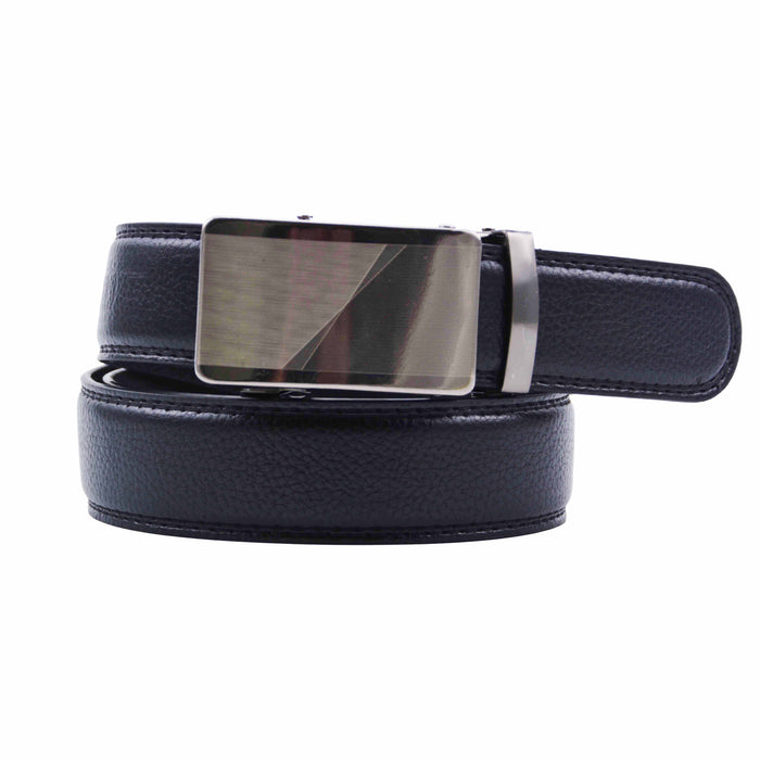 Cinturón Hombre automático Negro Hebilla Plateada