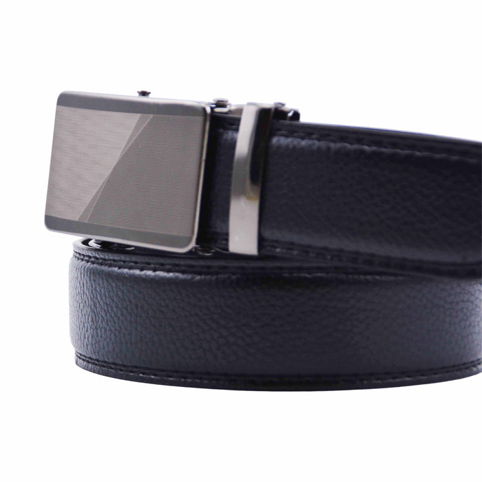 Cinturón Hombre automático Negro Hebilla Plateada
