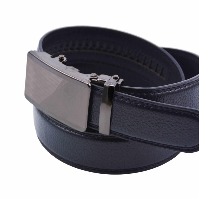 Cinturón Hombre automático Negro Hebilla Plateada