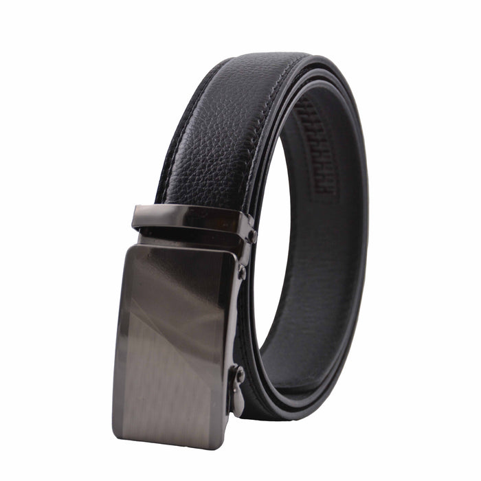 Cinturón Hombre automático Negro Hebilla Plateada
