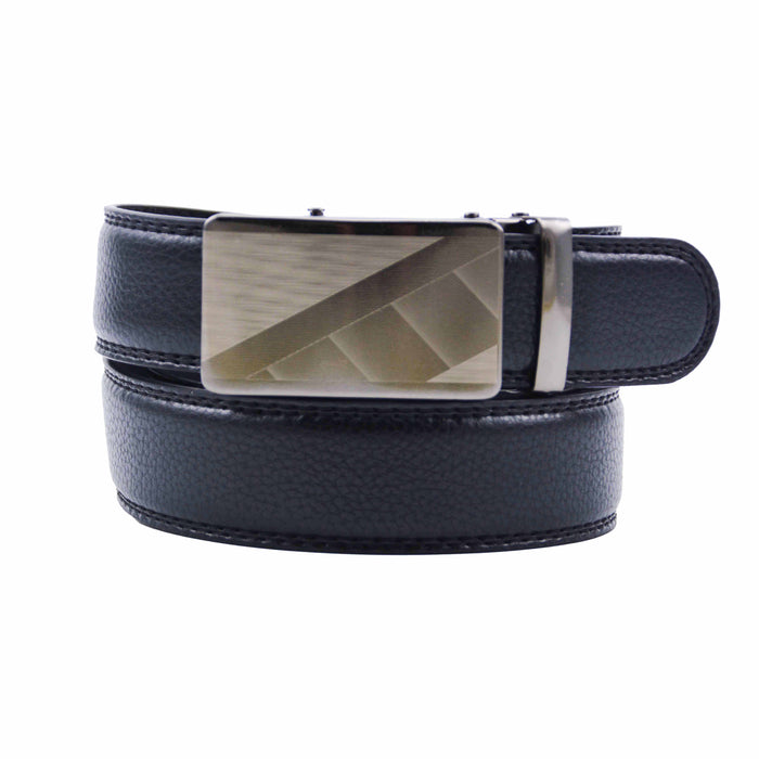 Cinturón Hombre automático Negro Hebilla Plateada