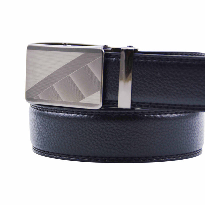 Cinturón Hombre automático Negro Hebilla Plateada