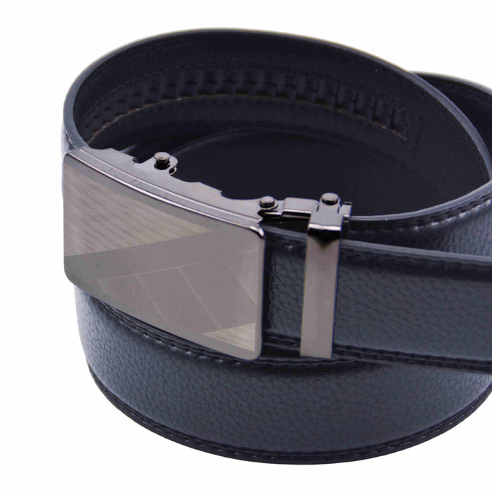 Cinturón Hombre automático Negro Hebilla Plateada