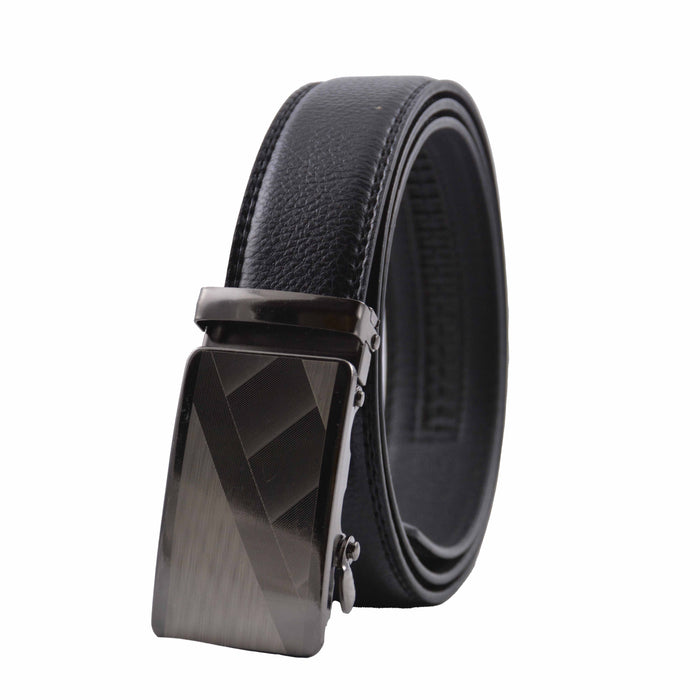 Cinturón Hombre automático Negro Hebilla Plateada