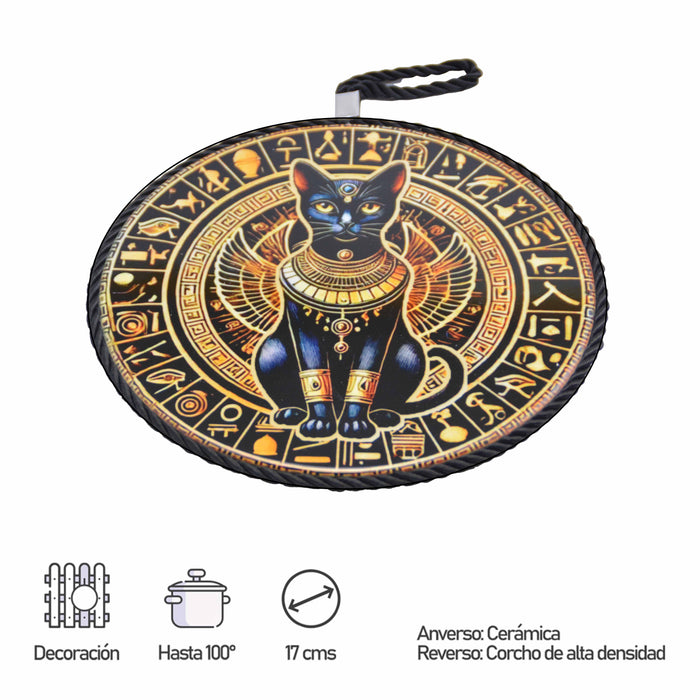 Posaollas Negro Dorado Gato Egipcio