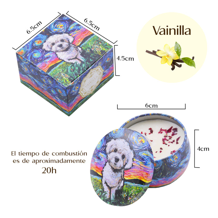 Vela Aromática Vainilla Perro Maltés Pintura