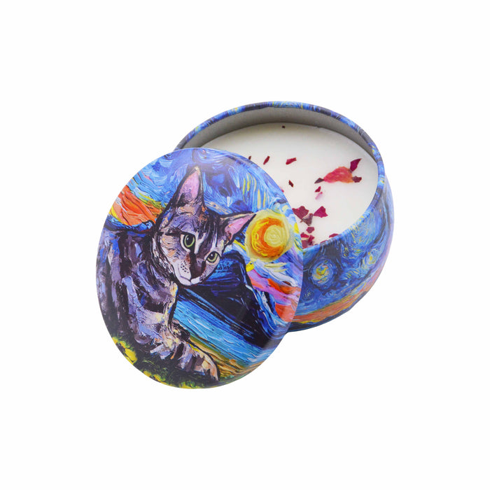 Vela Aromática Lavanda Gato Acostado Pintura