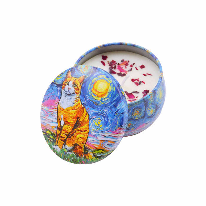 Vela Aromática Frutilla Gato Amarillo Pintura