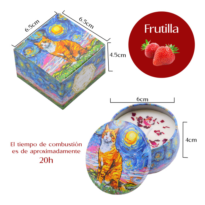 Vela Aromática Frutilla Gato Amarillo Pintura