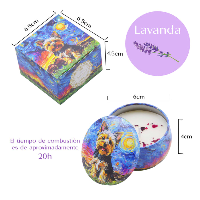 Vela Aromática Lavanda Perro Yorkshire Pintura